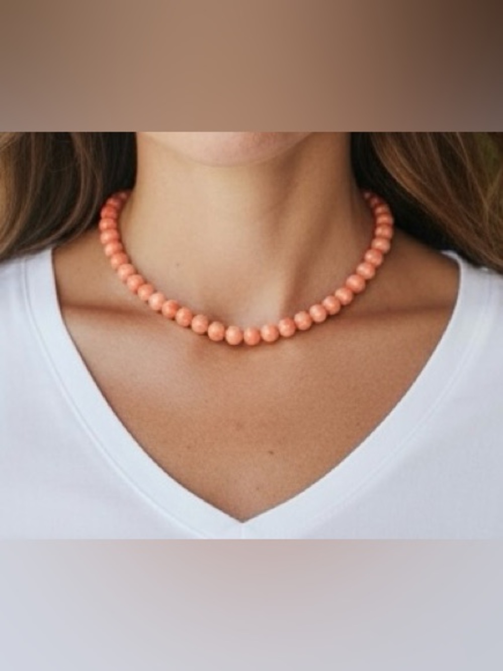 Elegant Peach Lucite Beaded Necklace